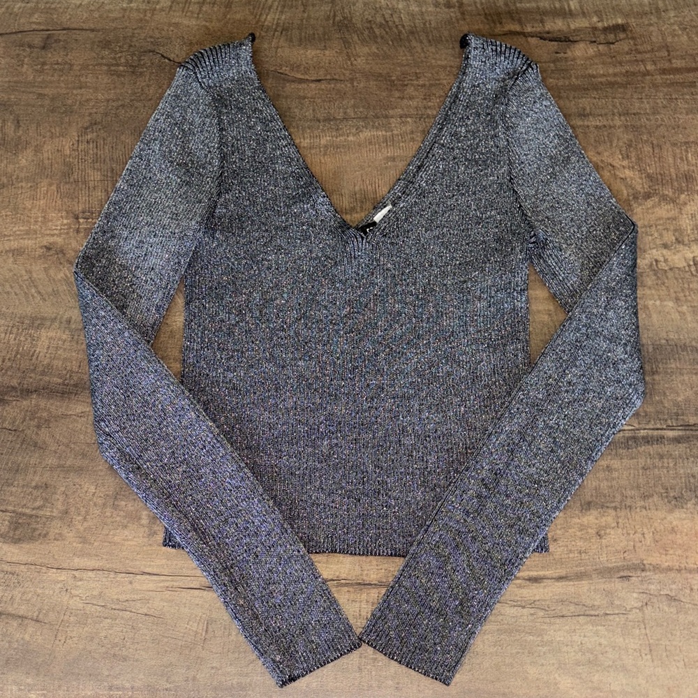 Divided Women's Charcoal/Black Sparkly Long Sleeve Top (M)